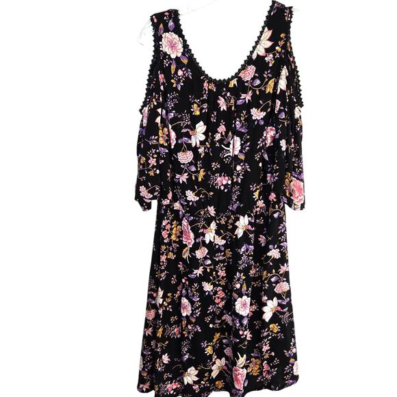 Speed Control Women's Dress Large L Black Sun Bell Sleeves Misses Size 12 14 - Picture 6 of 7